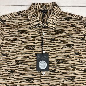 Good Man Brand Men's Button-Down Shirt in Beige and Dark Green Pattern